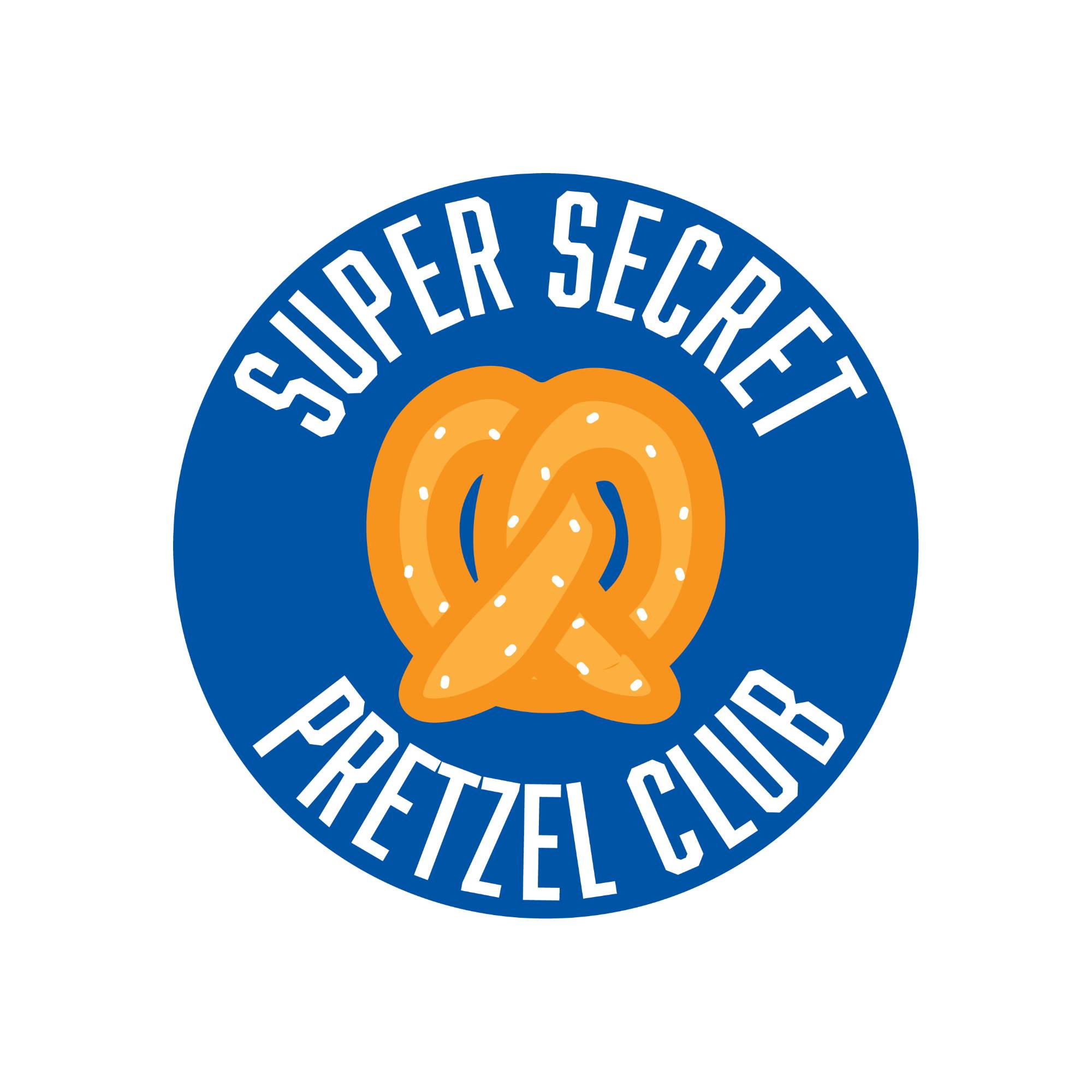 A pretzel and text that reads "Super Secret Pretzel Club"